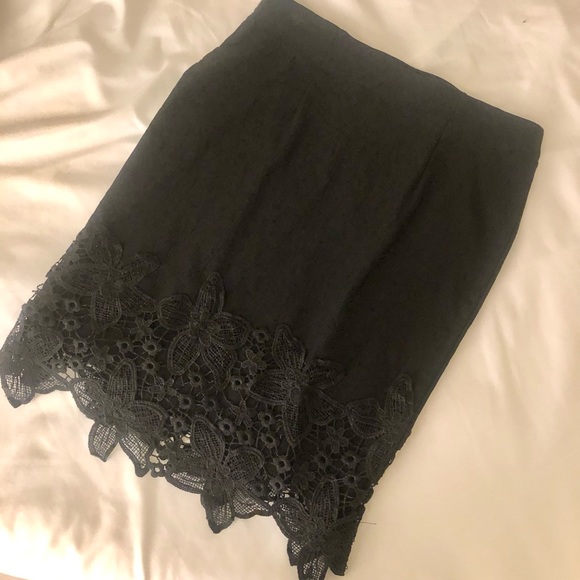 Lace Trim Pencil Skirt - Picture 1 of 3